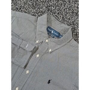Ralph Lauren Custom Fit Button Down Long Sleeve Mens Large Black Gingham Check